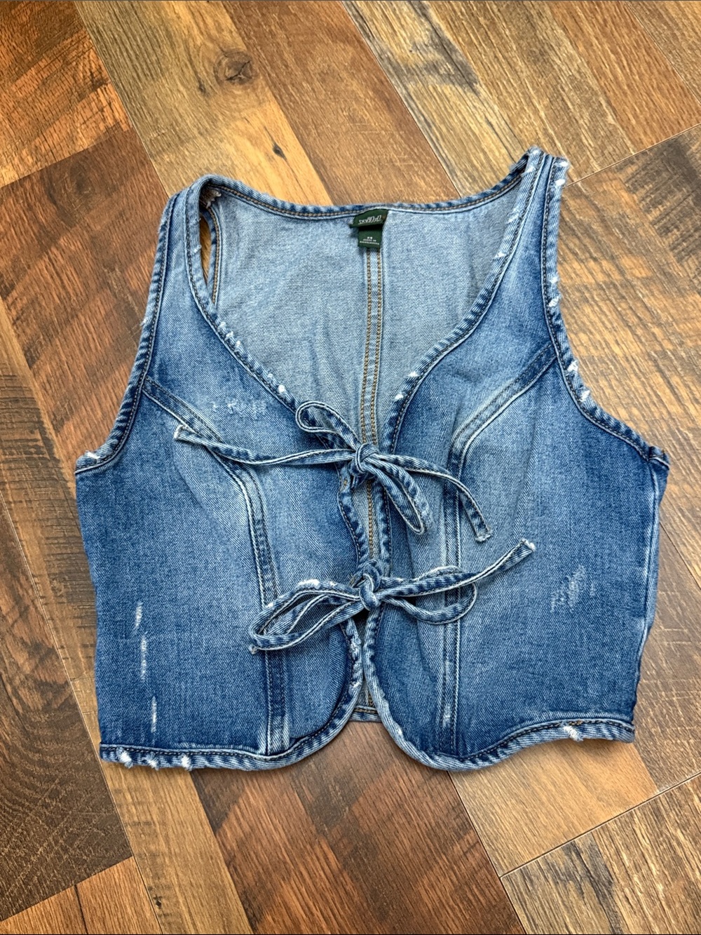 Wild Fable Denim Tie Front Vest Top XS Blue Sleeveless Corset Style